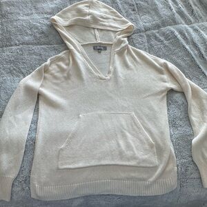 Marled Cream Knit Hoodie Sweater